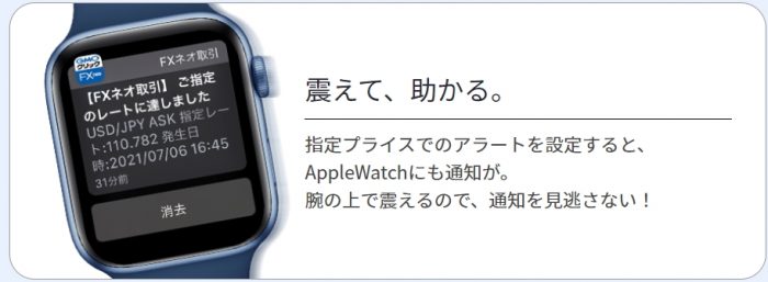 GMOクリック証券Applewatchアプリ「プッシュ通知」